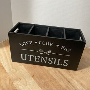 Large Kitchen Utensils Holder Customizable Compartments Wooden Utensil Organize